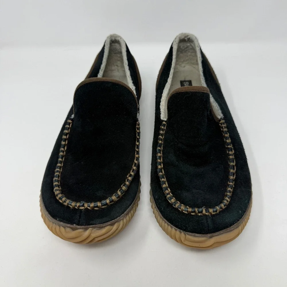 Sorel Dude Moccasins Men's Black Suede Shoes/ Slippers Size 10 NM2025-010